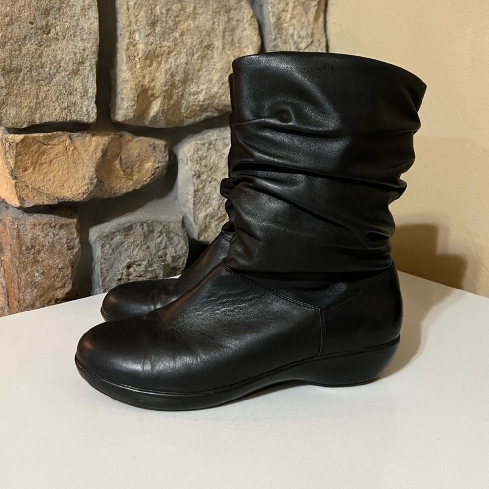 DANSKO Devin Black Leather Slouch Boots Size 39